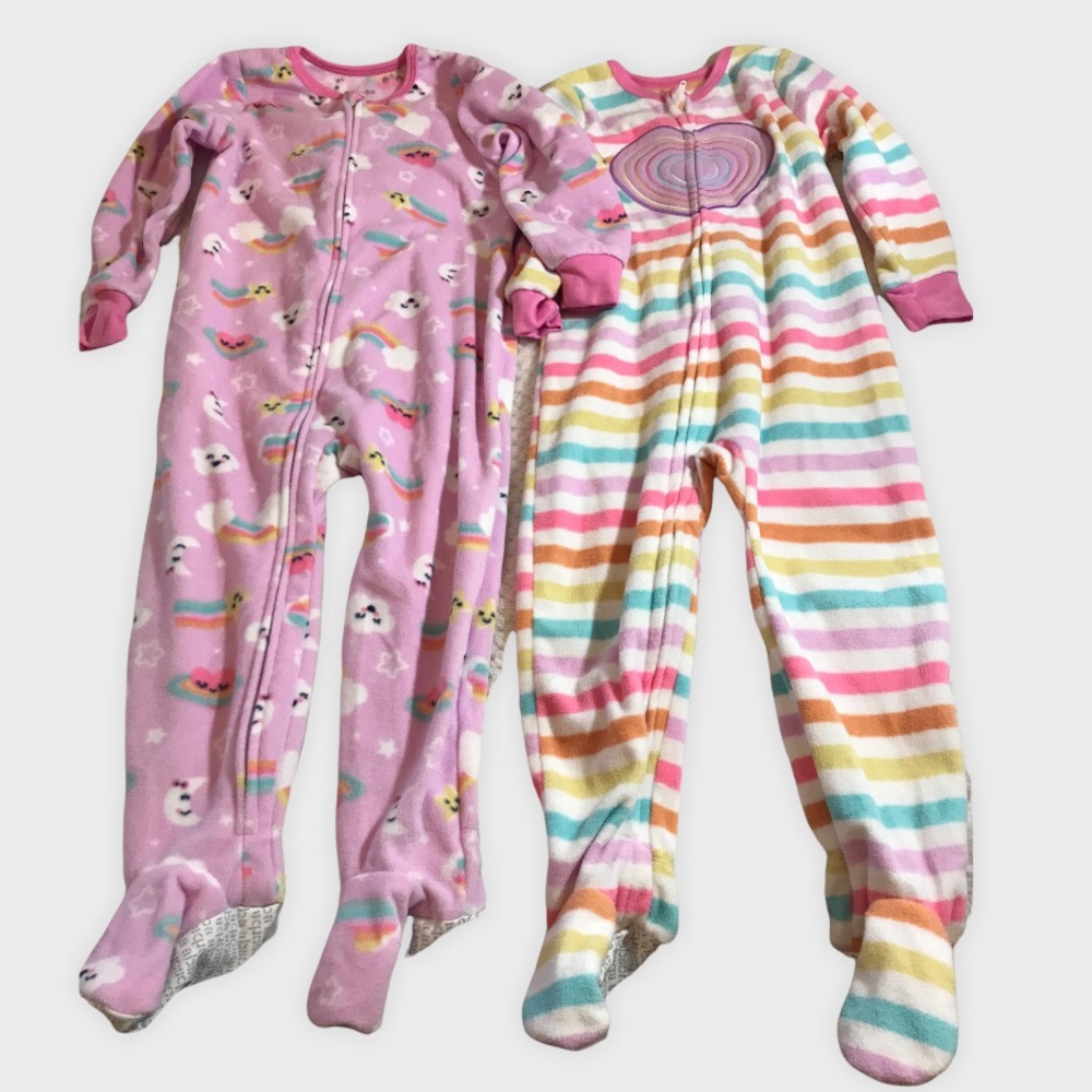 Toddler Girl  - 2 pair of onesie pajamas with feet